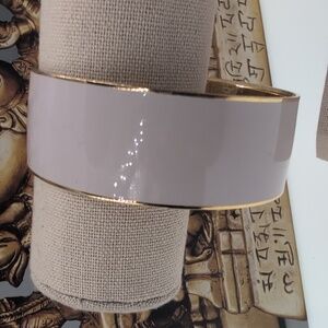 J. Crew Gold and Grey Cream Bangle Neutral Color Enamel